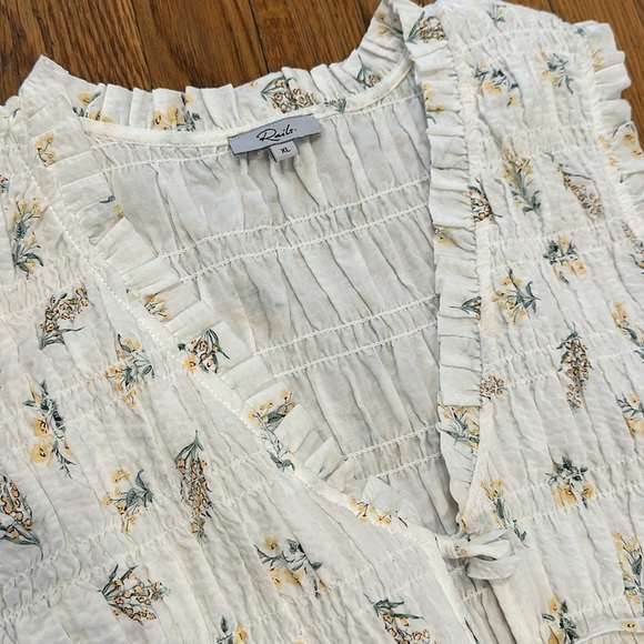 RAILS Dion Amaryllis Floral drop waist smocked Shirred Cotton Midi Dress - Picture 5 of 6